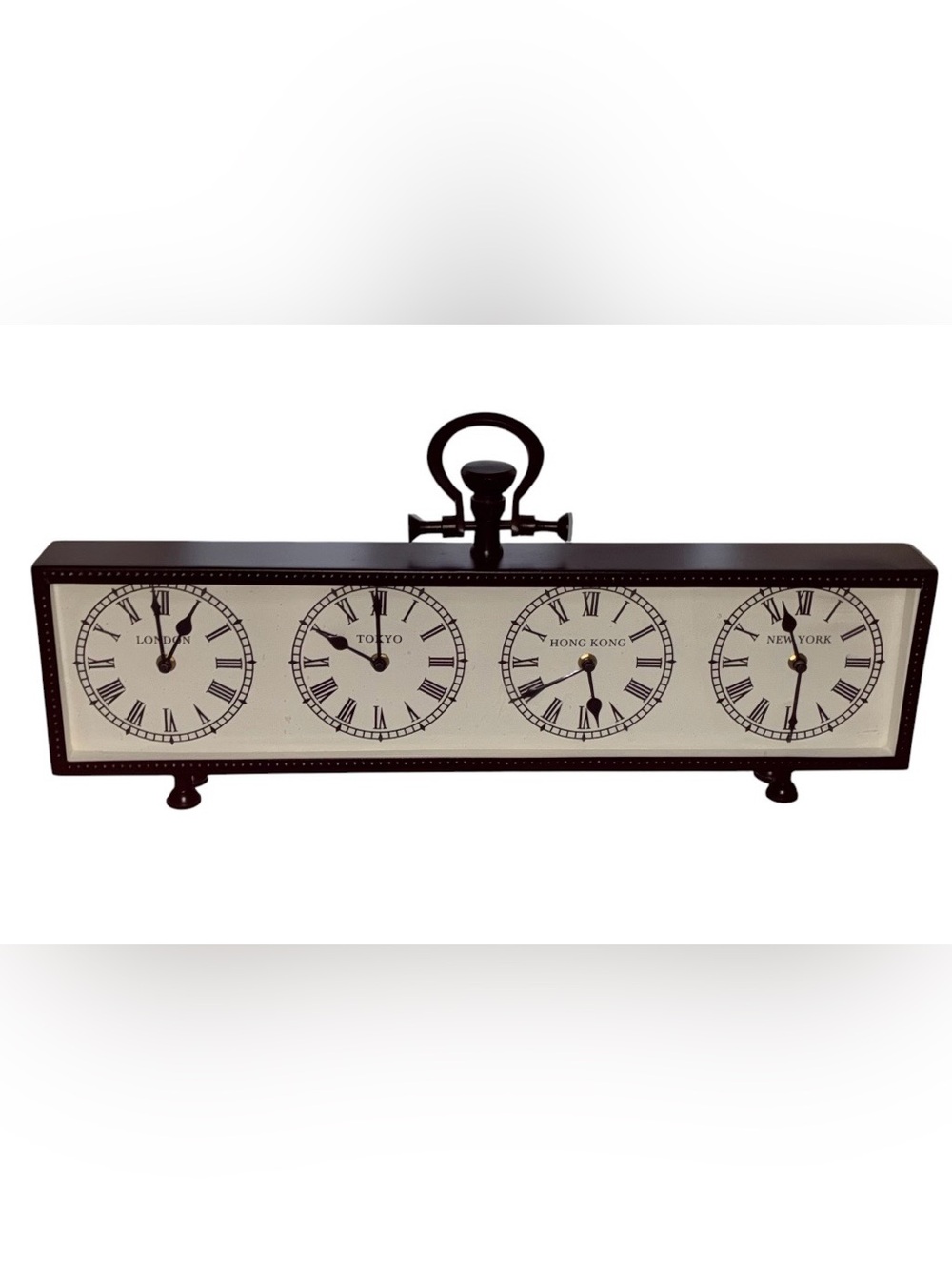 Pottery Barn World Multi-Clock Industrial Retro Mantle‎ Center Piece Clock
